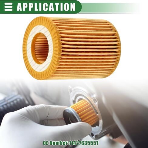 Motoforti Engine Oil Filter, Oil Fuel Filter, for BMW F20 2010-2015, Plastic, with Washer, No.11427635557, Yellow, 1 Set in Saudi Arabia