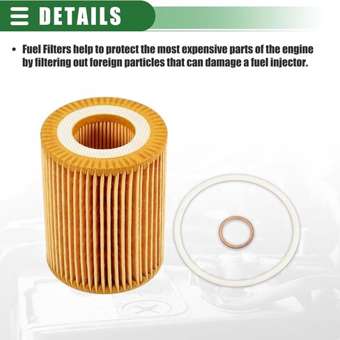 Motoforti Engine Oil Filter, Oil Fuel Filter, for BMW F20 2010-2015, Plastic, with Washer, No.11427635557, Yellow, 1 Set in Saudi Arabia