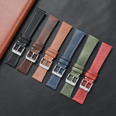 ULLCHRO Leather Watch Straps for Men & Women - Quick Release - Stainless Steel Buckle - Replacement Strap - Band With 17mm, 18mm, 19mm, 20mm, 21mm, 22mm in Kuwait
