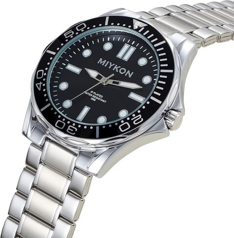 ساعات Miykon Diver Style من الفولاذ المقاوم للصدأ للرجال - ساعات رجالية مطلية بالأيون 45 مم مع زجاج مقاوم للخدش - ساعات يد رجالية مقاومة للماء 100 قدم مع أيدي مضيئة in Kuwait