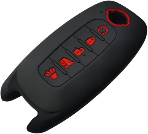 Silicone Key Fob Cover Remote Keyless Case Protector Compatible with Nissan Pathfinder Rogue 2023 2024 - (5 Buttons Black with White) in Saudi Arabia