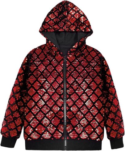 Lars Amadeus Argyle Sequins Jackets for Men's Long Sleeves Metallic Shiny Hooded Disco Jacket in Saudi Arabia