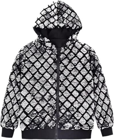 Lars Amadeus Argyle Sequins Jackets for Men's Long Sleeves Metallic Shiny Hooded Disco Jacket in Saudi Arabia
