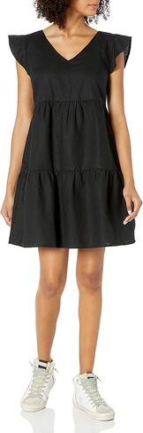 Goodthreads Women's Relaxed-Fit Washed Linen Blend Flutter-Sleeve Peasant Dress in Saudi Arabia