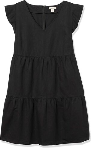 Goodthreads Women's Relaxed-Fit Washed Linen Blend Flutter-Sleeve Peasant Dress in Saudi Arabia