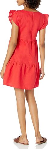 Goodthreads Women's Relaxed-Fit Washed Linen Blend Flutter-Sleeve Peasant Dress in Saudi Arabia