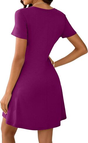 Huukeay 3 Pack Women's V Neck Short Sleeve T Shirt Dress Trendy Basics Dress in Saudi Arabia