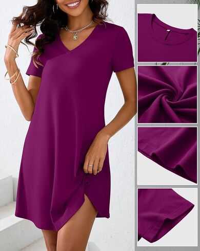Huukeay 3 Pack Women's V Neck Short Sleeve T Shirt Dress Trendy Basics Dress in Saudi Arabia