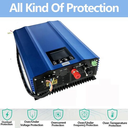 TINGEN 1200W Grid Tie Inverter with LCD Solar Panel Input 55V-90V Battery Voltage Input 48V AC Output 90V-140V in Kuwait