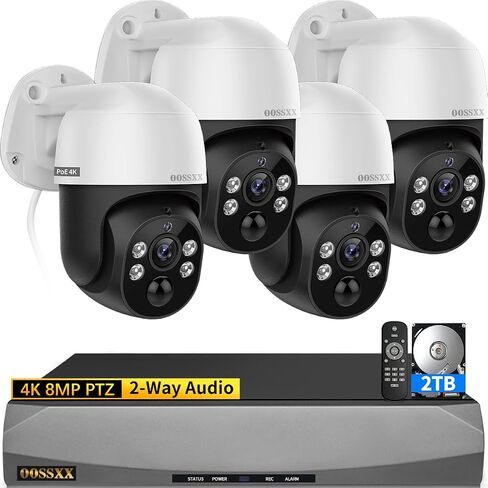 4CH 1TB 2(4K/8.0 Megapixel & PTZ Digital Zoom) 2-Way Audio PoE Outdoor Camera Home Security Camera System Wired Outdoor Video Surveillance IP Camera System in Saudi Arabia