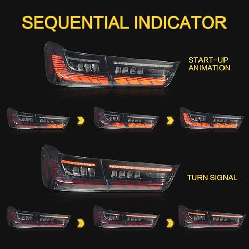 VLAND OLED Tail Lights Assembly Fit for 4-series BMW GTS F32 F33 F36 F82 F83 2014-2020 Sedan/Convertible/Coupe, Rear Lamps with Dynamic Dragon Scale DRL, Back light W/Sequential Turn Signal, Red in Saudi Arabia