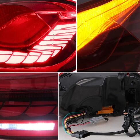 VLAND OLED Tail Lights Assembly Fit for 4-series BMW GTS F32 F33 F36 F82 F83 2014-2020 Sedan/Convertible/Coupe, Rear Lamps with Dynamic Dragon Scale DRL, Back light W/Sequential Turn Signal, Red in Saudi Arabia