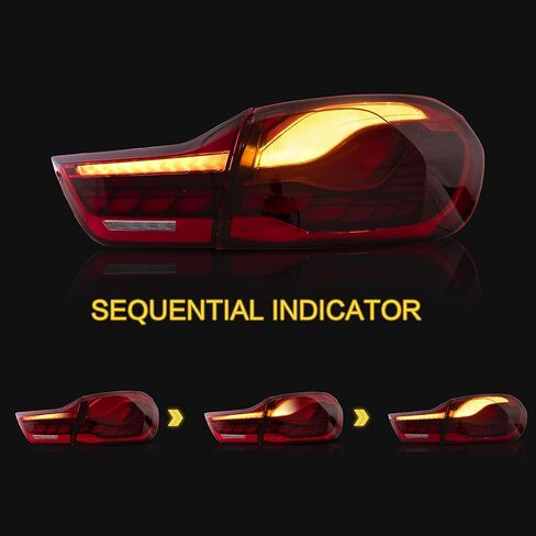 VLAND OLED Tail Lights Assembly Fit for 4-series BMW GTS F32 F33 F36 F82 F83 2014-2020 Sedan/Convertible/Coupe, Rear Lamps with Dynamic Dragon Scale DRL, Back light W/Sequential Turn Signal, Red in Saudi Arabia