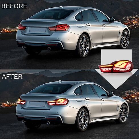 VLAND OLED Tail Lights Assembly Fit for 4-series BMW GTS F32 F33 F36 F82 F83 2014-2020 Sedan/Convertible/Coupe, Rear Lamps with Dynamic Dragon Scale DRL, Back light W/Sequential Turn Signal, Red in Saudi Arabia
