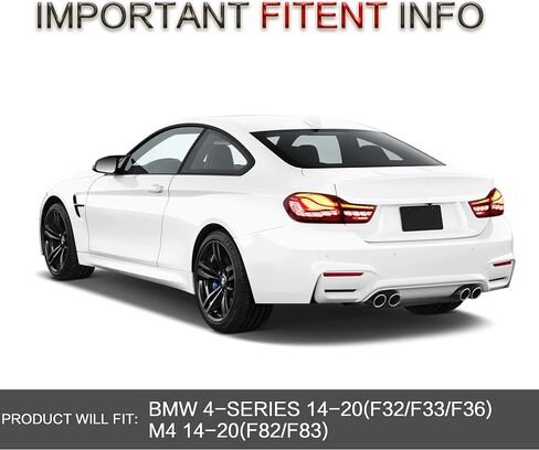 VLAND OLED Tail Lights Assembly Fit for 4-series BMW GTS F32 F33 F36 F82 F83 2014-2020 Sedan/Convertible/Coupe, Rear Lamps with Dynamic Dragon Scale DRL, Back light W/Sequential Turn Signal, Red in Saudi Arabia