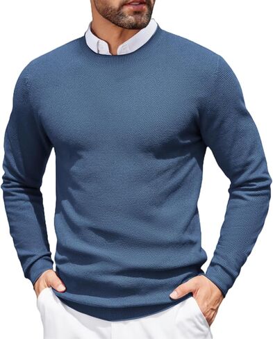 COOFANDY Mens Dress Pullover Sweater Lightweight Waffle Knit Sweater Slim Fit Crewneck Business Casual Sweater in Saudi Arabia