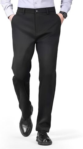 Mens Stretch Dress Pants, Men's Classic Fit Casual Golf Work Suit Pants Lightweight Flat Front Pants in Saudi Arabia