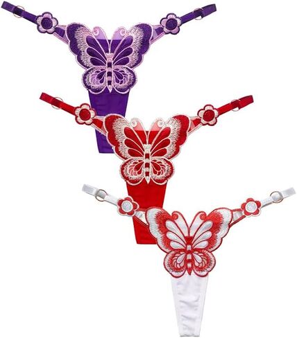 ملابس داخلية نسائية مطرزة على شكل فراشة من COMLIFE شفافة من خلال سراويل داخلية رفيعة قابلة للتعديل in Kuwait