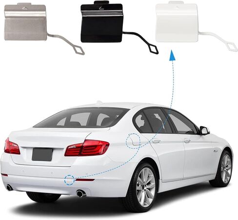 غطاء خطاف سحب المصد الخلفي مناسب لسيارات BMW 5-Series F10 F18 528i 535i 550i Sedan 2011 2012 2013 غطاء عين القطر 51127240133 (أسود، جانب الركاب الأيمن) Xinpinsai in Kuwait