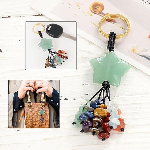 TUMBEELLUWA 7 Chakra Healing Crystal Keychain Stone Beads Tassel Key Ring Charm Amulet Car Keyrings for Men Women Unisex in Saudi Arabia