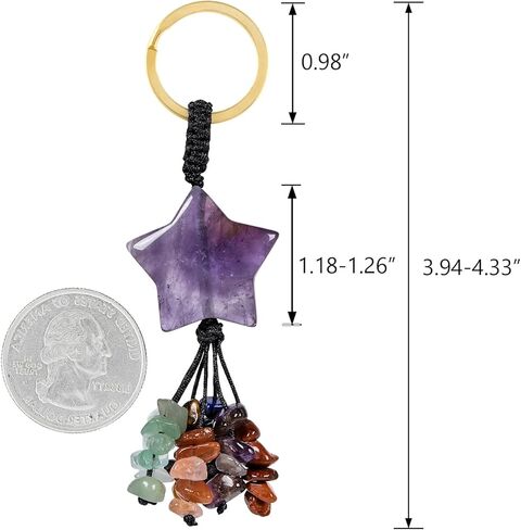 TUMBEELLUWA 7 Chakra Healing Crystal Keychain Stone Beads Tassel Key Ring Charm Amulet Car Keyrings for Men Women Unisex in Kuwait