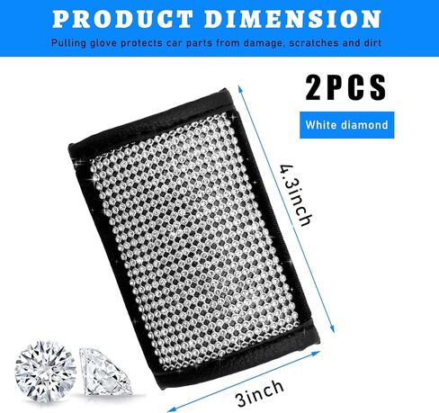 2 PCS Car Grab Handle Cover, Interior Car Grab Handle Protector, Rhinestone Door Handle Cover, Bling Bling Seat Belt Covers for Women Girls (Black Diamond) in Kuwait