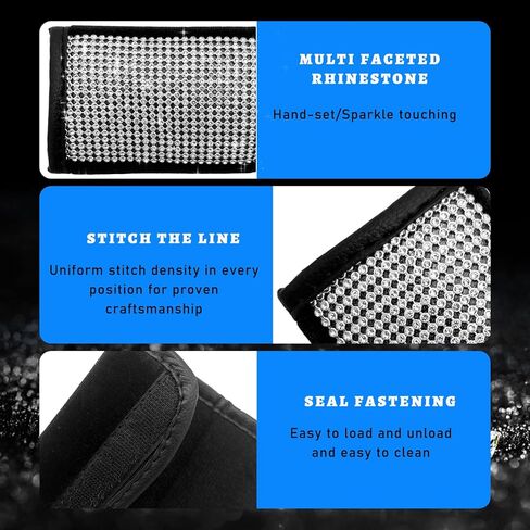 2 PCS Car Grab Handle Cover, Interior Car Grab Handle Protector, Rhinestone Door Handle Cover, Bling Bling Seat Belt Covers for Women Girls (Black Diamond) in Kuwait