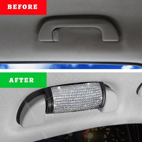 2 PCS Car Grab Handle Cover, Interior Car Grab Handle Protector, Rhinestone Door Handle Cover, Bling Bling Seat Belt Covers for Women Girls (Black Diamond) in Kuwait