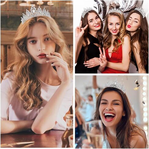 Birthday Crown Headband Birthday Sash Crowns for Women Tiaras for Women Silver Crown Birthday Girl Crown Birthday Tiara for Women Crystal Crown Birthday Sash and Crown for Birthday Party in Kuwait