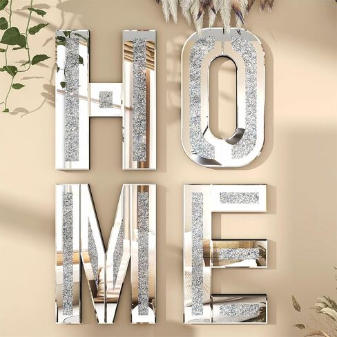 SHYFOY Home Letter Mirrored Wall Decor, Home Sign Crushed Diamond Home Decor, Large 3D Wall Art Letters Signs Home Festival Decorations in Kuwait