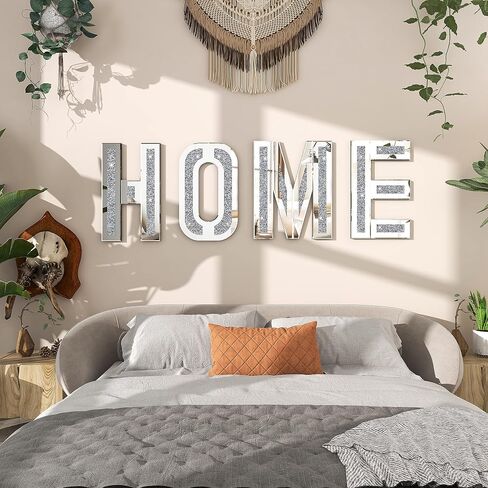 SHYFOY Home Letter Mirrored Wall Decor, Home Sign Crushed Diamond Home Decor, Large 3D Wall Art Letters Signs Home Festival Decorations in Kuwait