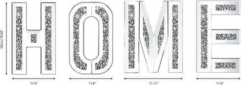 SHYFOY Home Letter Mirrored Wall Decor, Home Sign Crushed Diamond Home Decor, Large 3D Wall Art Letters Signs Home Festival Decorations in Kuwait