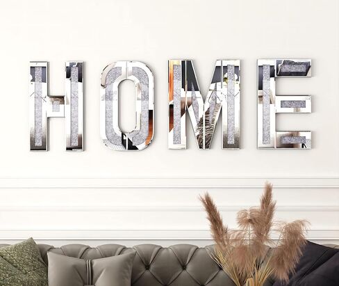 SHYFOY Home Letter Mirrored Wall Decor, Home Sign Crushed Diamond Home Decor, Large 3D Wall Art Letters Signs Home Festival Decorations in Kuwait