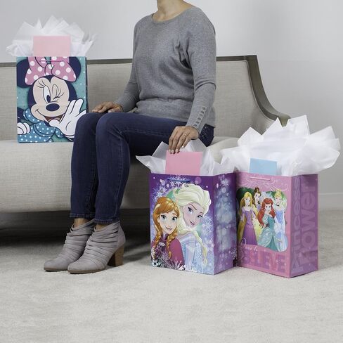 Hallmark Disney Princess Gift Bags (1 Large, 1 Extra Large) Ariel, Tiana, Rapunzel, Moana, Snow White, Belle in Saudi Arabia