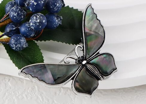 Alilang Silvery Tone Natural Abalone Shell Butterfly Insect Brooch Lapel Pins Pendant for Wedding Christmas Birthday in Kuwait