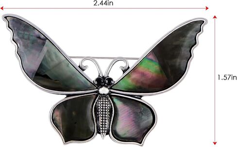 Alilang Silvery Tone Natural Abalone Shell Butterfly Insect Brooch Lapel Pins Pendant for Wedding Christmas Birthday in Kuwait