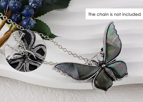 Alilang Silvery Tone Natural Abalone Shell Butterfly Insect Brooch Lapel Pins Pendant for Wedding Christmas Birthday in Kuwait