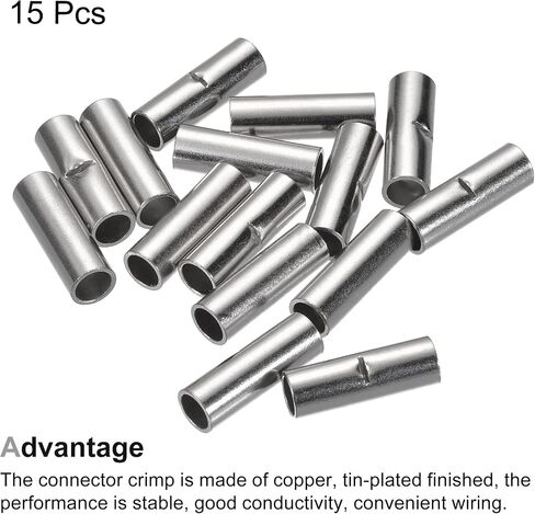 MECCANIXITY Non-Insulated Butt Crimp Terminals 8 AWG for Electrical Wire Splice DIY, Pack of 30 in Saudi Arabia