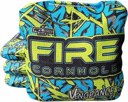 FIRE CORNHOLE | Cornhole Bags | ACL Pro Approved | Weather Resistant | Regulation Size and Weight | Vengeance Series | Set of 4 | Made in The USA in Saudi Arabia