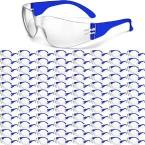 100 Pack Bulk Protective Safety Glasses Clear Lens Splash Proof Eye Protection Goggles Scratch and Impact Resistant Eyewear for Women Men Work Construction Science Lab Shooting
