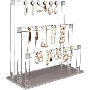 Clear Acrylic Earring Display Rack 3 Tier 52 Holes Jewelry Storage Tower Hanging Earring Stand Holder