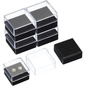 PATIKIL 6 Pcs Lapel Pin Box, 2.2x1.6x0.7 Inch Plastic Clear Brooch Storage Boxes Jewelry Gift Display Container with Sponge for Badge Pin Gemstone Show Case