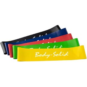 Body-Solid Tools BSTBM-5PACK Resistance Exercise Bands for Home Fitness, Strength Training, Toning and Stretching, Pack of 5
