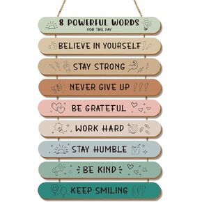 Inspirational Wall Art Decor - Positive Affirmations Wooden Wall Decor, 9 Pcs Motivational Wall Decor for Office, Wall Plaque Decor for Classroom
