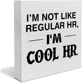Country Humor Human Resources Wood Box Sign Decor Desk Sign I’m Cool HR Wooden Box Block Sign Home Office Shelf Wall Decoration