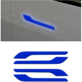 4 PCS Car Door Handle Sticker, Anti-Scratch Door Handle Reflective Decal Wrap Kit, Waterproof Side Door Handle Decorative Protector Compatible with Model 3 Model Y (Blue)