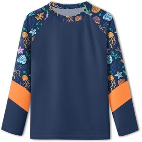 BesserBay Girl's UPF 50+ Quick-Dry Tropical Long Sleeve Rash Guard Shirt 4-14 Years