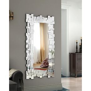 MUAUSU Wall Mirrors Decorative Full Length- 47" x 25" Gorgeous Rectangle Frameless Mirrors for Living Room Bedroom