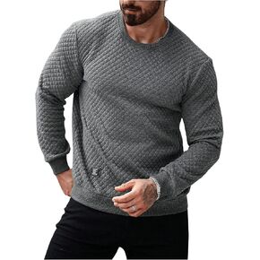 GORGLITTER Men's Letter Patched Embossed Sweatshirt Crewneck Long Sleeve Pullover Tops