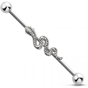 Pierced Owl 14GA 316L Stainless Steel Snake Industrial Barbell